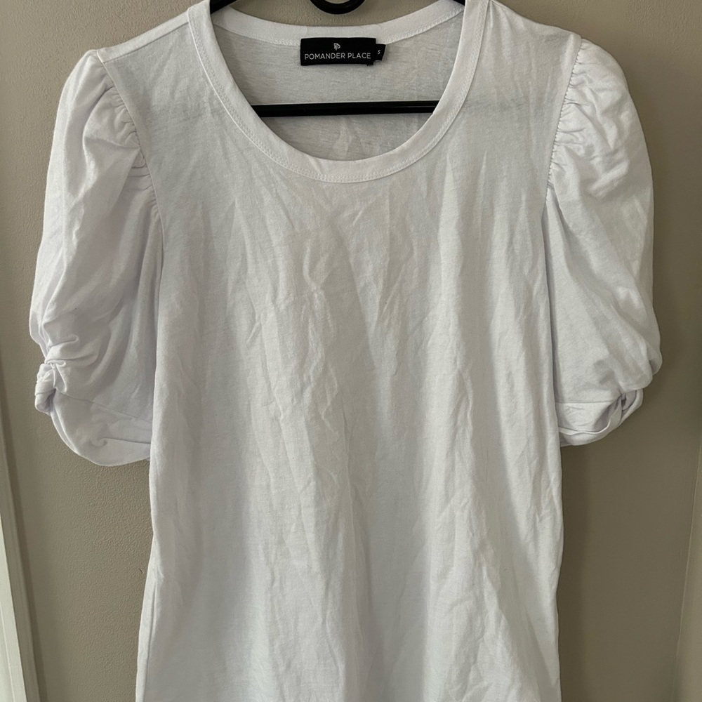 TUCKERNUCK POMANDER PLACE WHITE VESTY PUFF SHORT SLEEVE CREWNECK T-SHIRT SIZE S